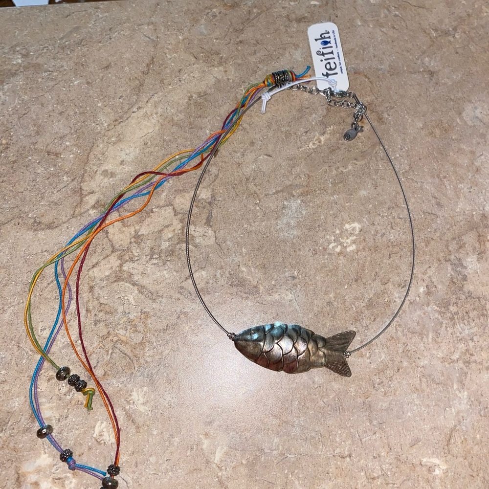 Choker with Rainbow Tassels down the back Feifish